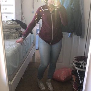 Maroon lightweight zip-up hoodie(PRICE NEGOTIABLE)